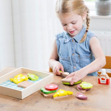 New Classic Toys® Spielzeug-Polizei Einsatzset Schneideset Sandwich Picknick-Set mit Holzkiste Kinderküchen-Zubehör