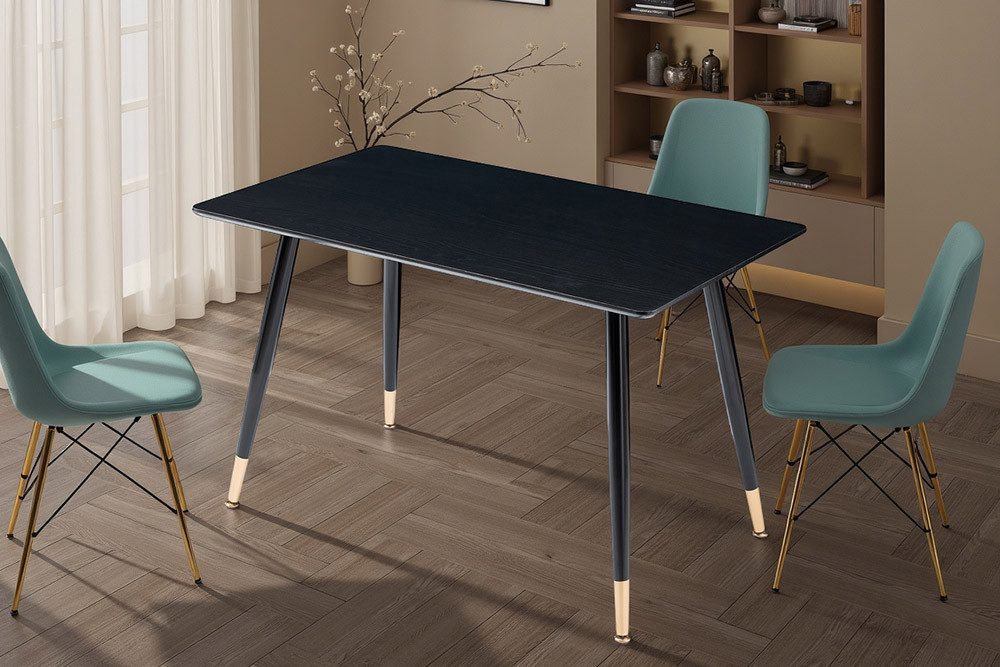 riess-ambiente Esstisch PARIS 120cm schwarz / gold - Eichenholz, mit Fußkap günstig online kaufen
