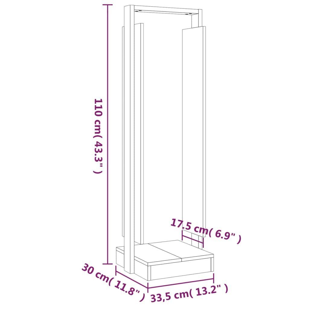 vidaXL Kaminholzregal BxTxH:33x30x110 Kiefer Massivholz Holzlagerplat, cm cm Schwarz 33,5x30x110 Kaminholzhalter