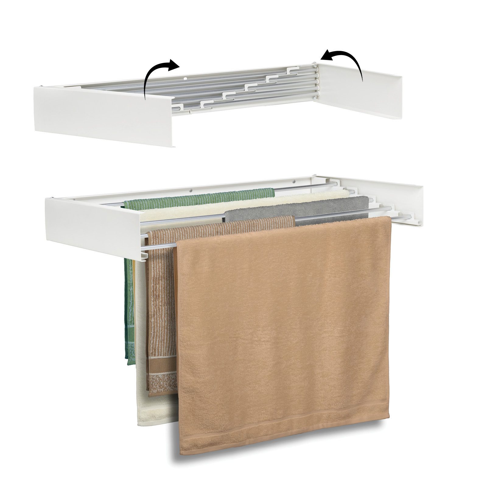 Vitapur Wäscheständer Wandmontage Faltbar, Ausziehbar, Platzsparend für Indoor & Outdoor