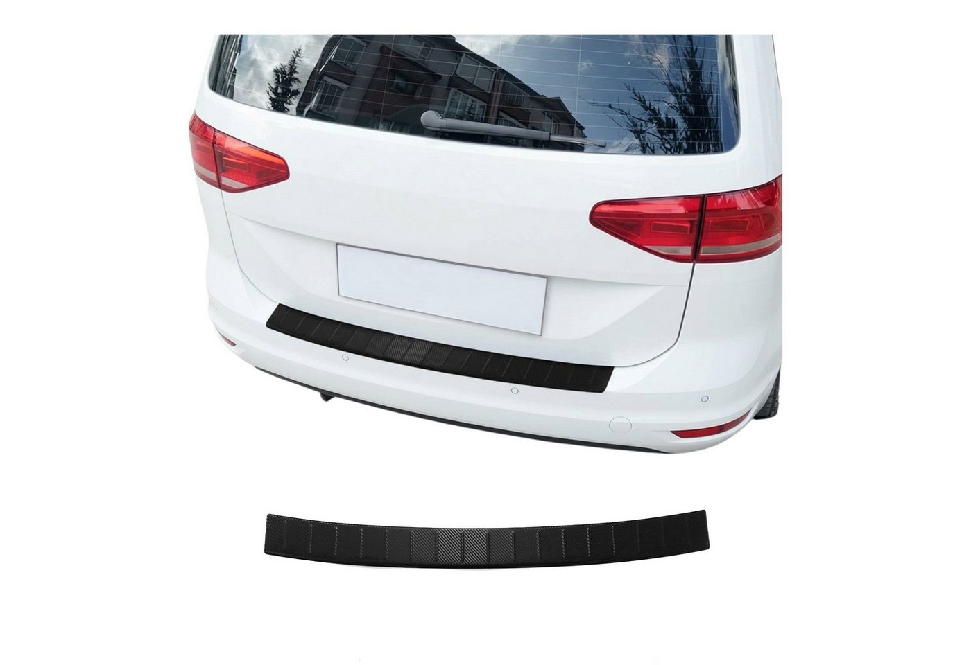 OMAC Ladekantenschutz für VW Touran 2015-2025 Edelstahl Kohlefaserfolien, Zubehör für VW Touran 2015-2025, Langlebig,Einfache Reinigung,Einfache Installation,Rostbeständig