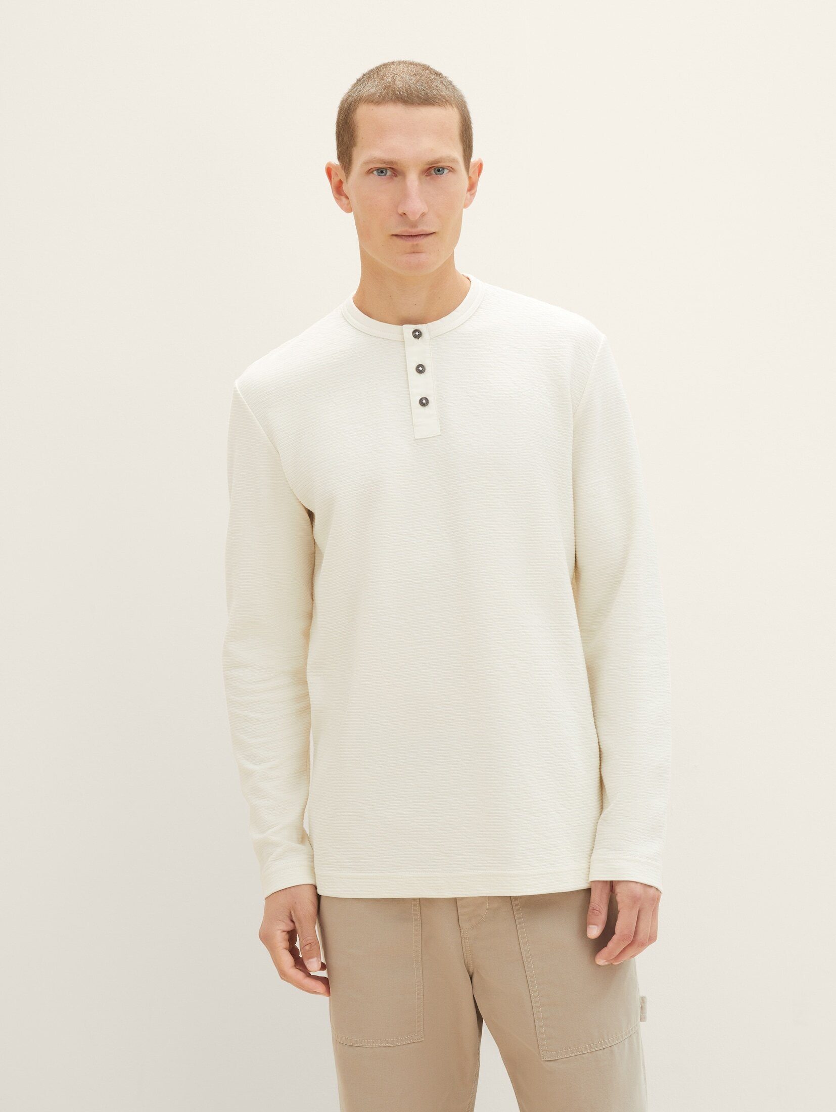 TOM TAILOR T-Shirt Langarmshirt mit Struktur vintage beige