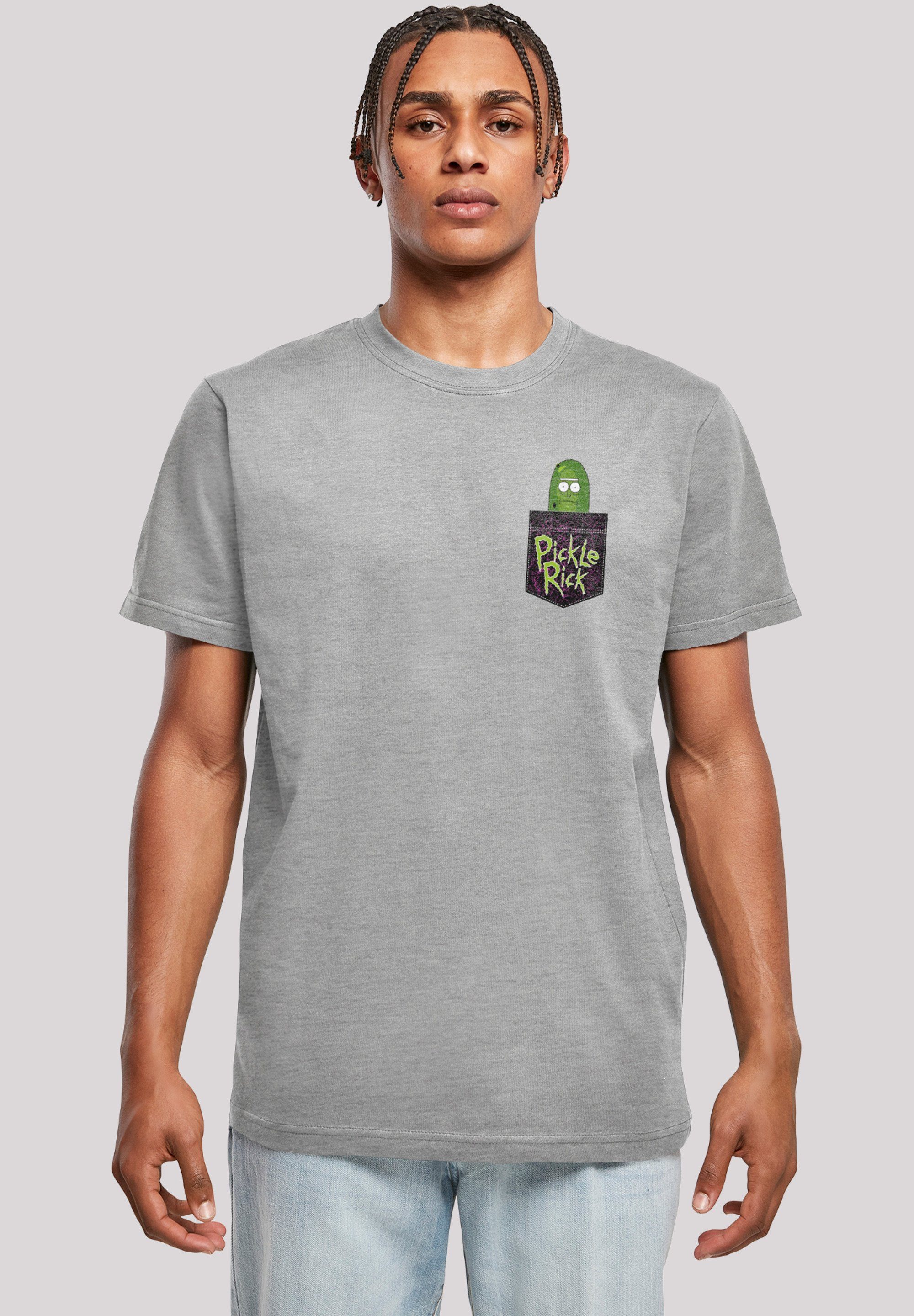 F4NT4STIC T-Shirt Rick and Morty Pickle Rick Print heather grey