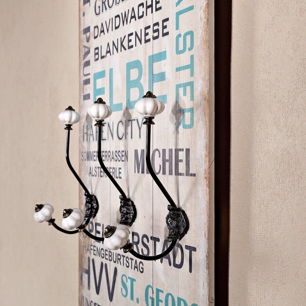 Melko Wandgarderobe Hakenleiste Garderobenpaneel Wandhaken Holz Weiß Blau 100cm Flur (Stück, 1 St., Garderobenwand), Unkomplizierte Befestigung an der Wand