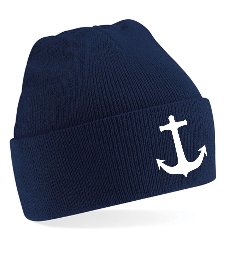 Blondie & Brownie Beanie Unisex Mütze Navyblau Erwachsenen Maritim Anker Kompass Segeln