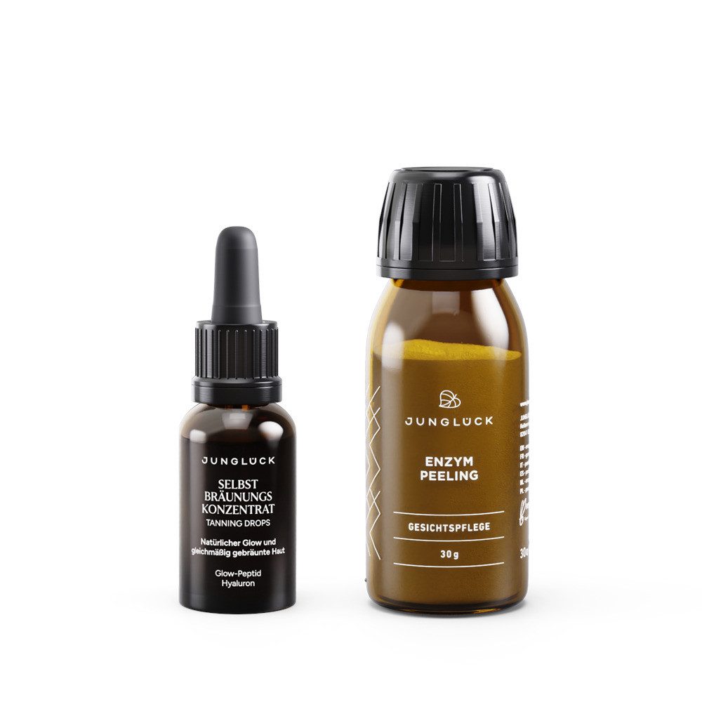 JUNGLÜCK Hautpflege-Set Natürliche Bräune Kombi, 1-tlg., deine Kombi aus Enzym Peeling und Selbstbräunungskonzentrat