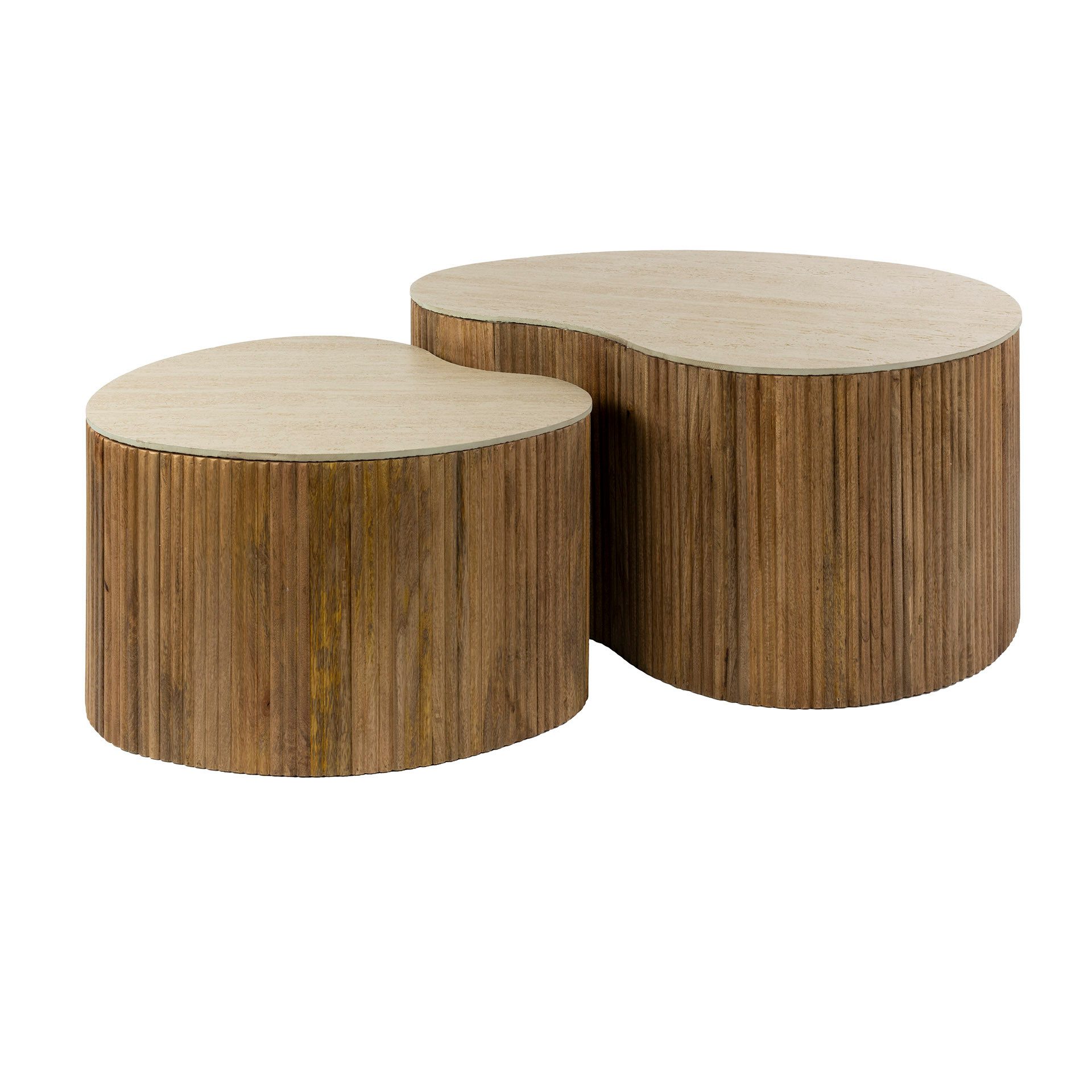 Villa Möbel Couchtisch Nuovo (1 Tisch, 3-St), Organisches Couchtisch Set aus massiver Mango in Sand