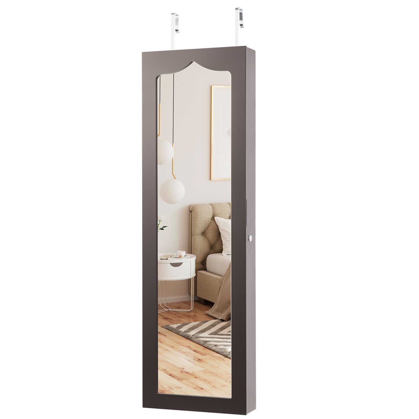 COSTWAY Schmuckschrank mit LED & Ganzkörperspiegel, für Tür und Wand günstig online kaufen