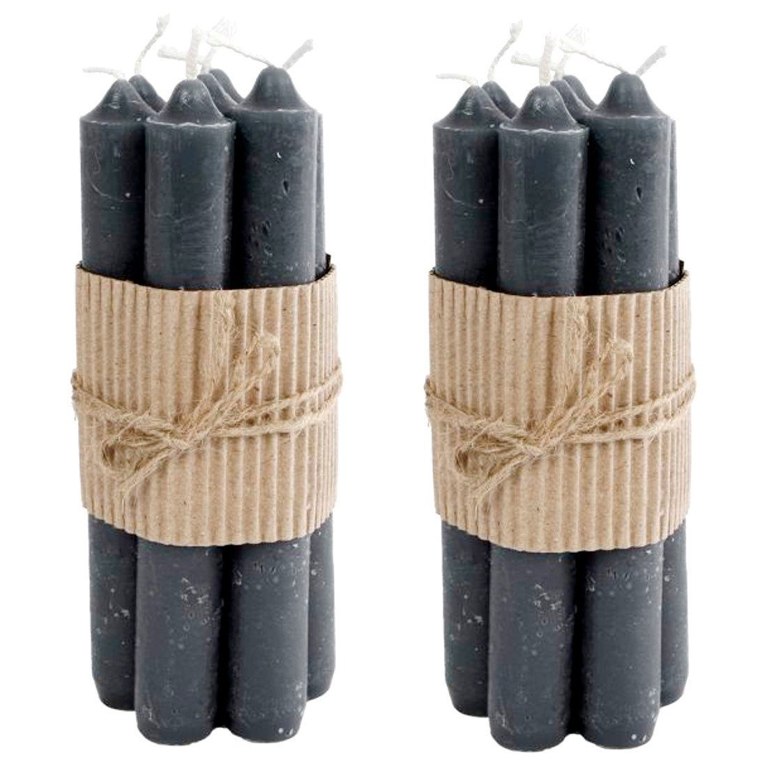 Macosa Home Tafelkerze Tafelkerzen Grau 12er Set 17 cm Wachskerzen Stabkerz günstig online kaufen