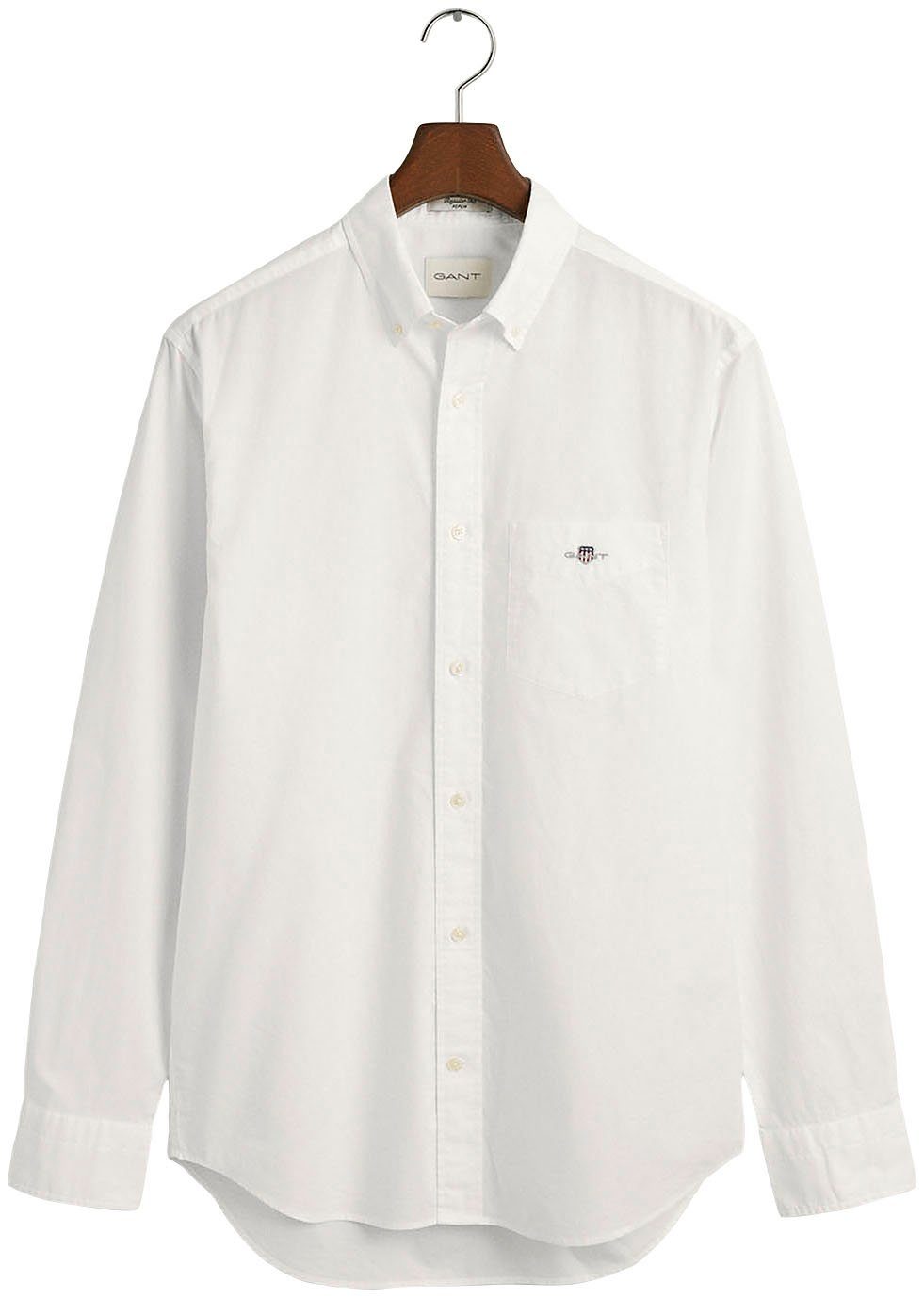 Gant Langarmhemd REG POPLIN SHIRT White Brusttasche auf der Stickerei Label mit