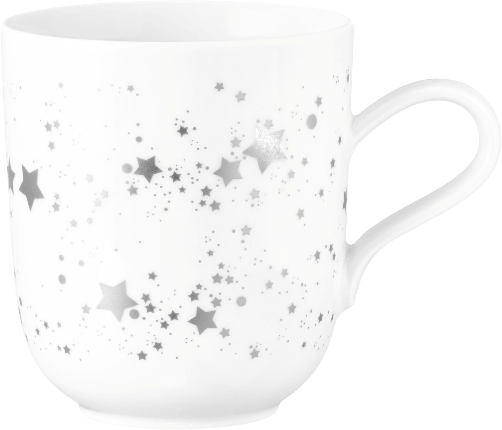 Seltmann Weiden Becher Liberty - Silver Stars, 1-tlg., Porzellan, Becher mit Henkel 0,40 l