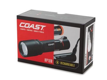 coast LED Taschenlampe, Extrem helle, starke taktische Leuchte, 1050 Lumen mit Akku & Batterie