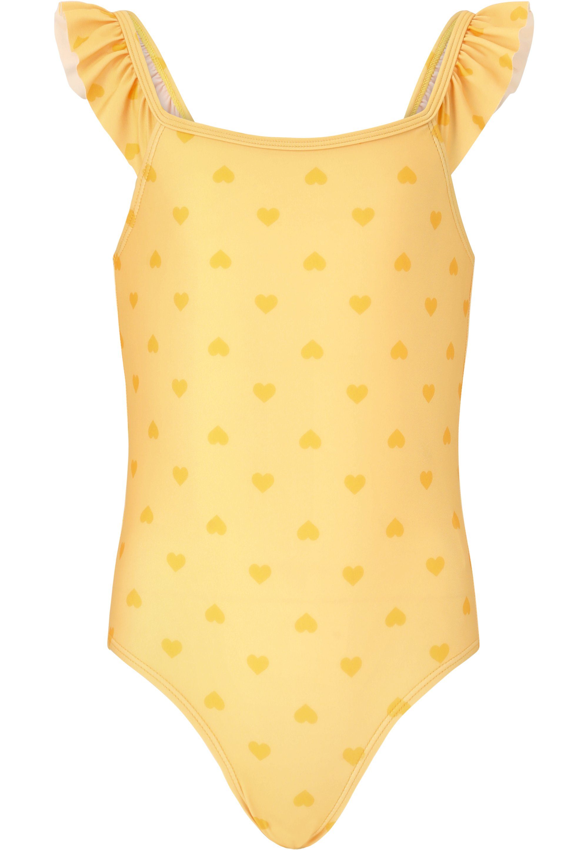 ZIGZAG Badeanzug gelb Carly mit modischem Rüschendesign