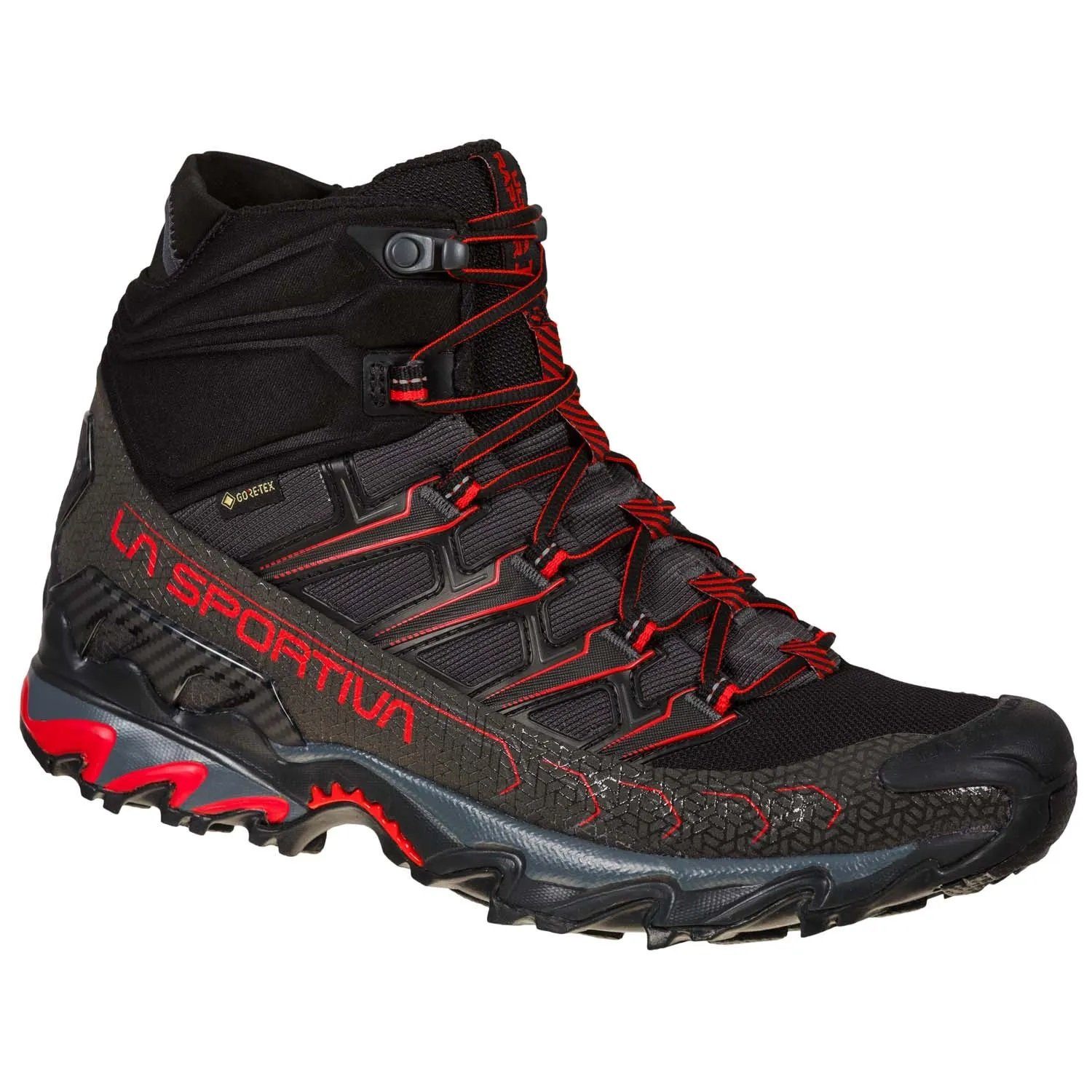 Trail-Laufschuhe Ultra Raptor II Mid GTX (wasserdicht) schwarz/rot Wanderschuh