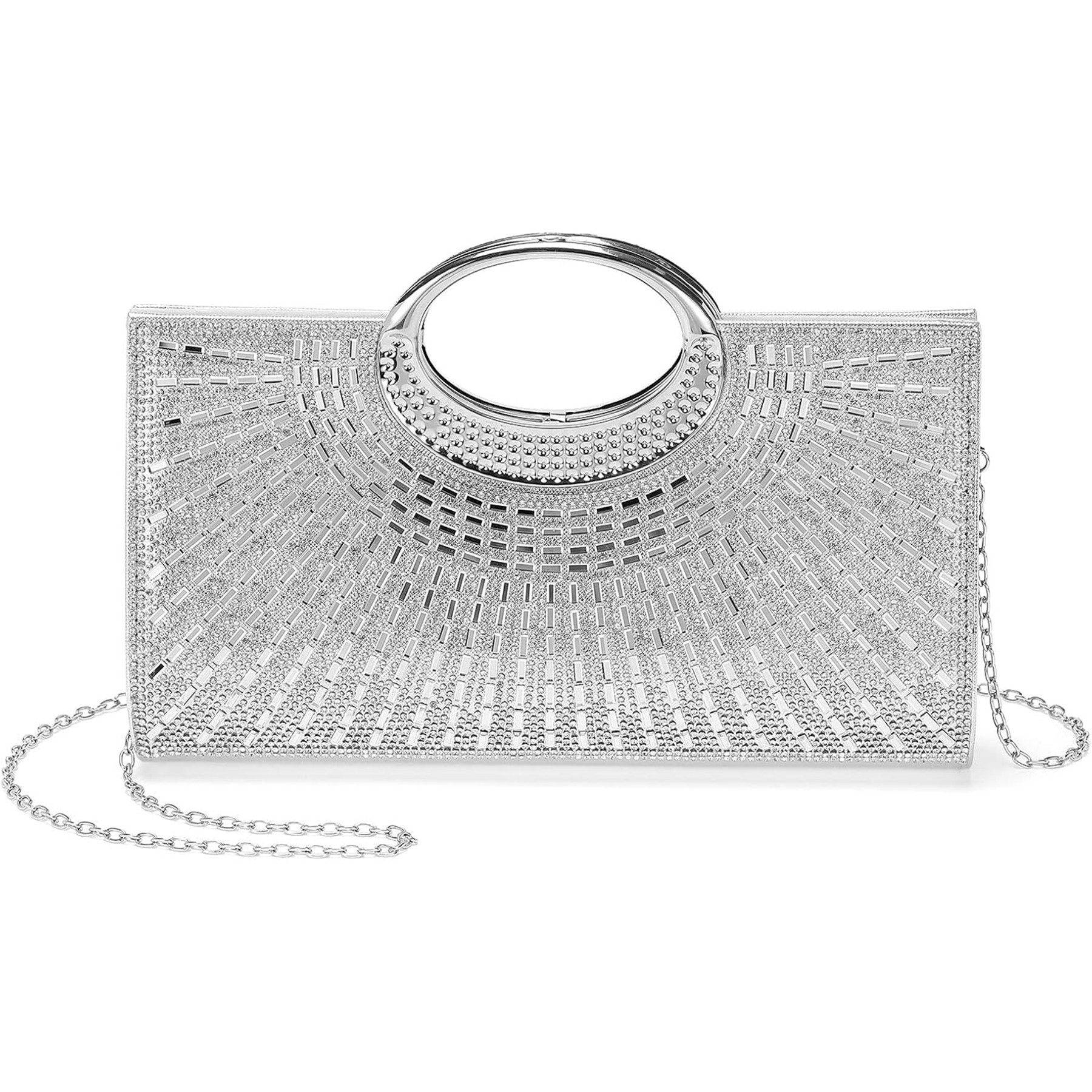Mutig Abendtasche Clutch,Abendtasche,Handtasche, Handtasche mit abnehmbarem Kettenriemen (Clutch-Handtaschen für Damen Strass-Abendtasche Funkelnde, 14.3 x 25.5 x 5cm Modische Geldbörse), für Hochzeit, Cocktailparty, Bankette,Partys,Abschlussbälle,Damen