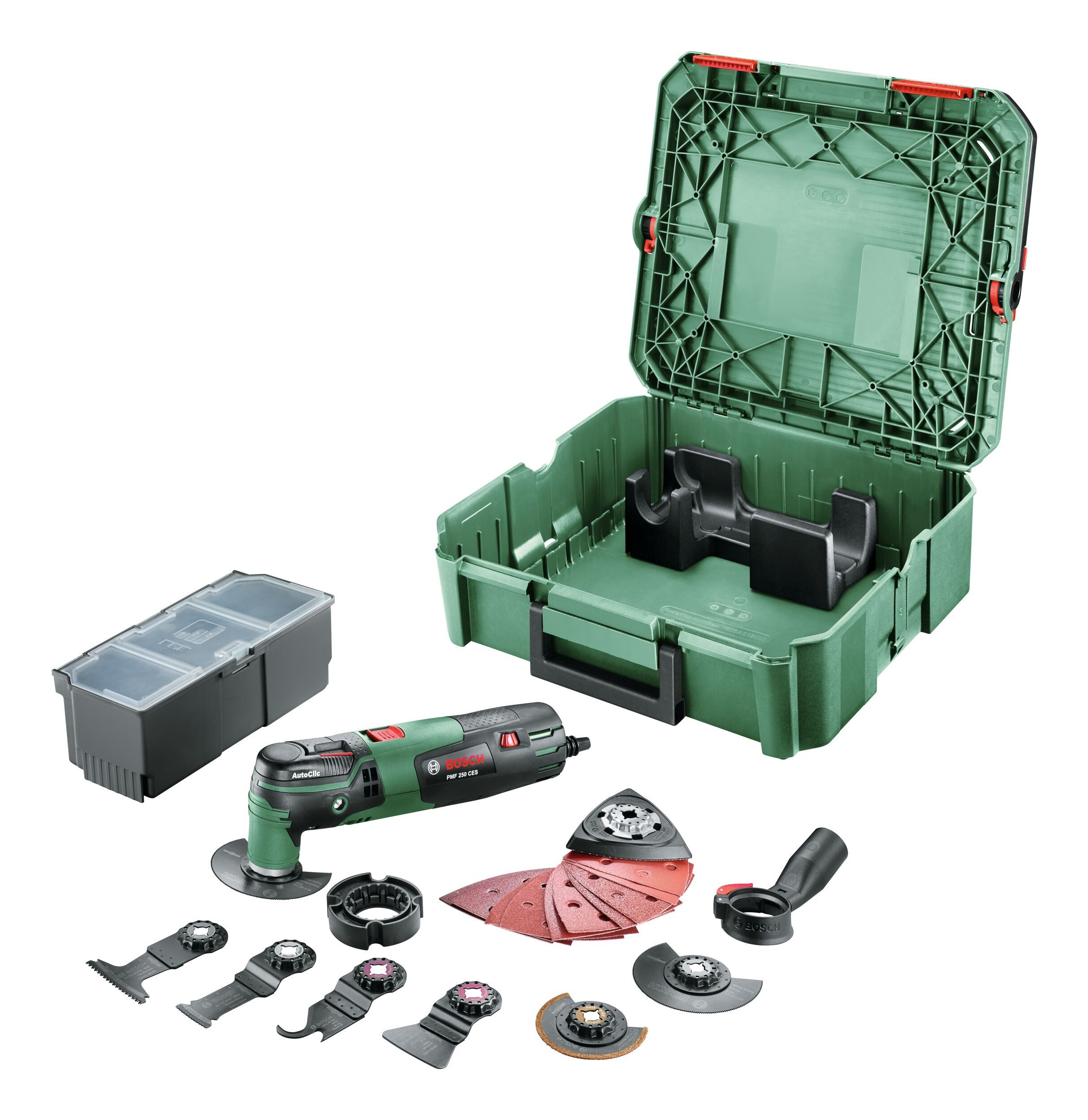 BOSCH Multitool PMF 250 CES, Multifunktionswerkzeug mit 20 Zubehörteile - in SystemBox
