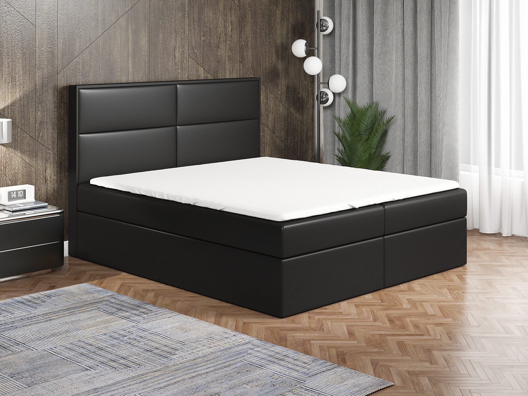A&J MöbelLand GmbH Boxspringbett HOPP mit Bettkasten, Topper und gepolstertem Kopfteil. (Boxspringbett mit Bettkasten und gepolstertem Kopfteil. Inclusive Topper !, TOP ANGEBOT), Länge 208cm Höhe 106 cm