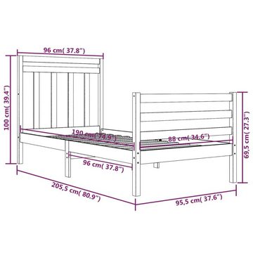 vidaXL Bett Massivholzbett 90x200 cm