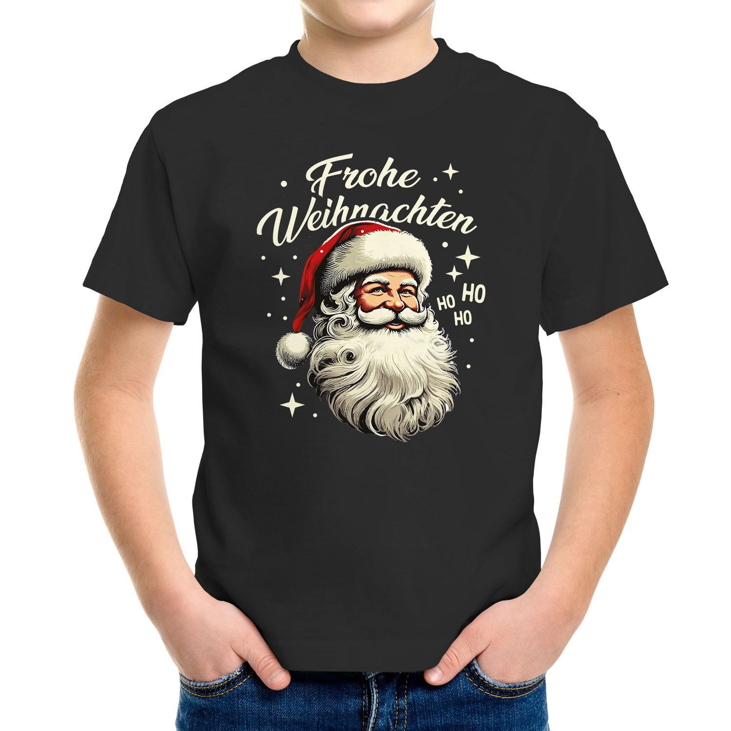 Print-Shirt Kinder T-Shirt Frohe Weihnachten Santa Claus Vintage-Design