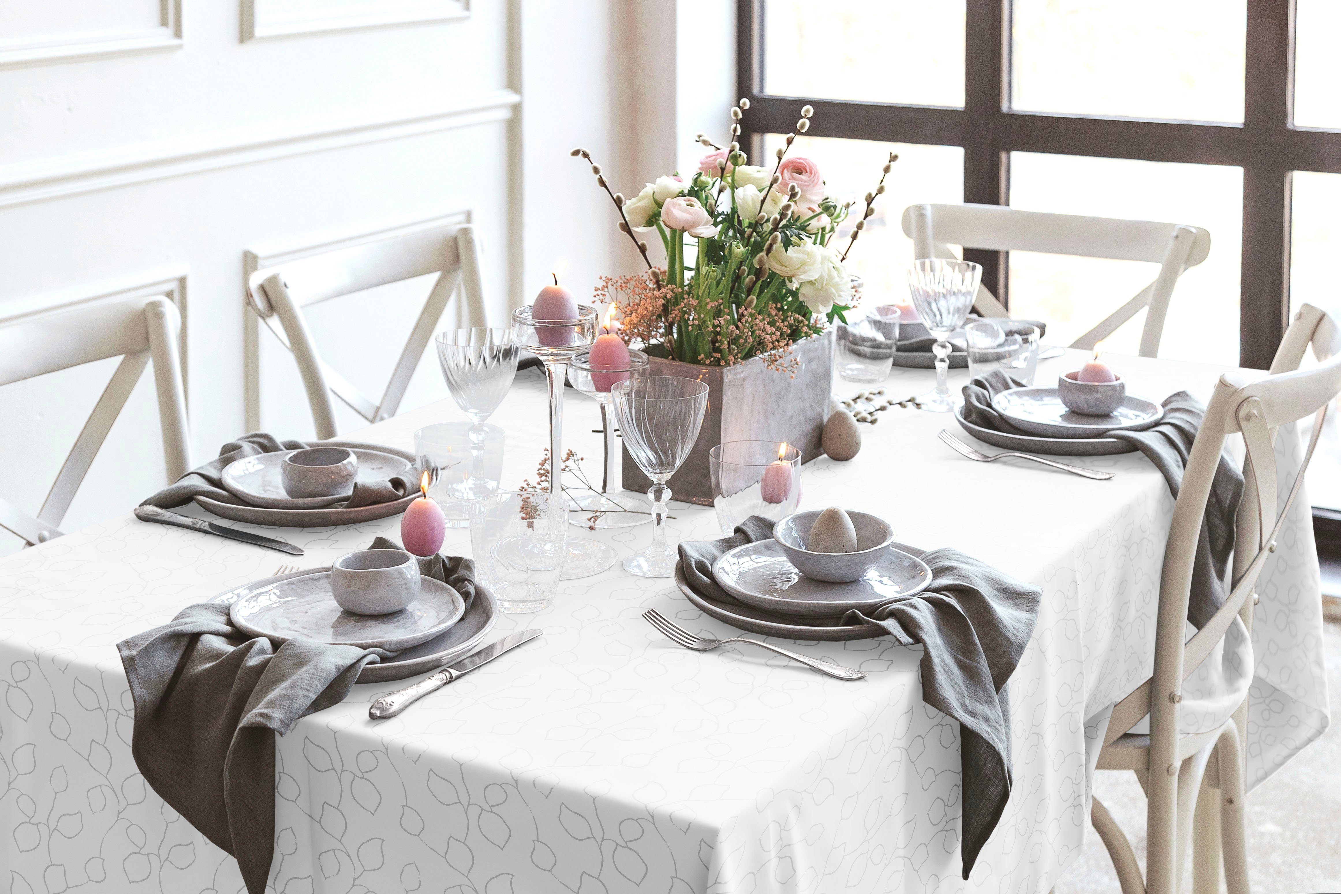 Wirth Tischdecke Westport (1-tlg), Made in Germany, Jacquard Dekostoff, Blatt-Design, Pflegeleicht