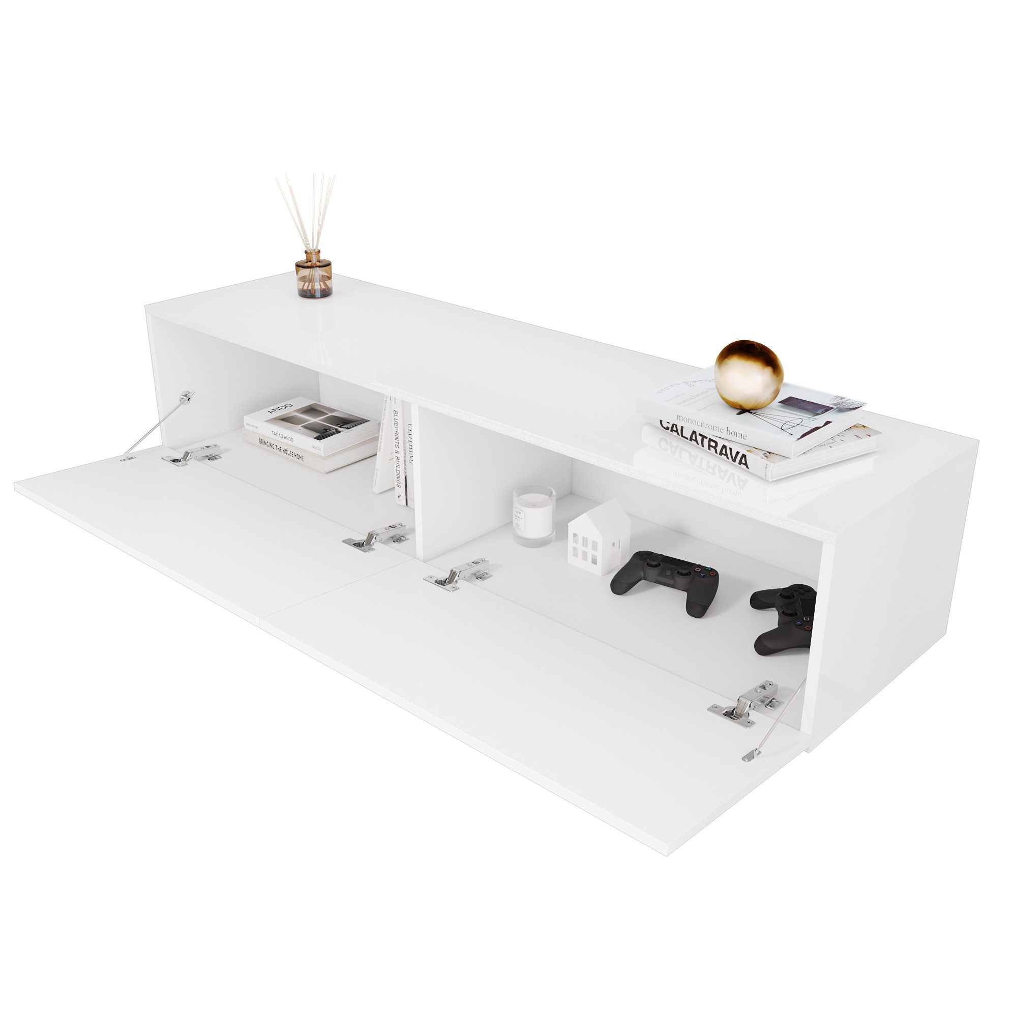 SONNI Lowboard Lowboard TV Hängend,Weiß 140x40x30cm,Hochglanz,stehend günstig online kaufen