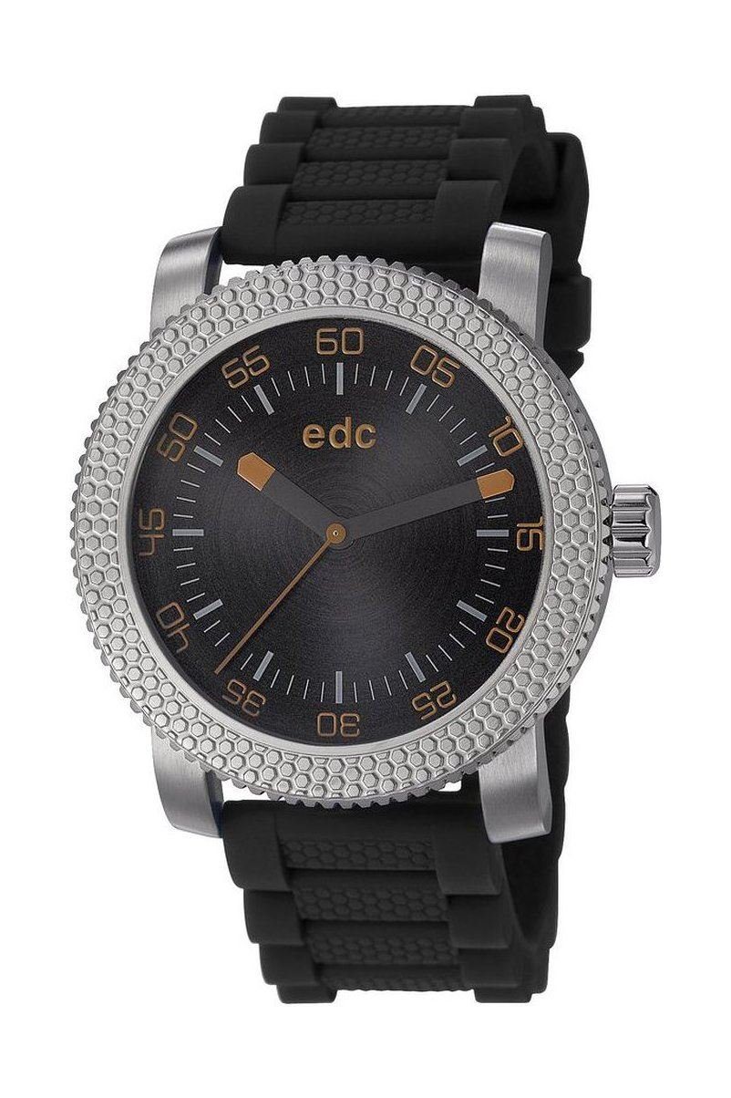edc by Esprit Quarzuhr Heavy Rocker Midnight Black, aus Edelstahl, Silikonband, Schwarz, Dornschließe