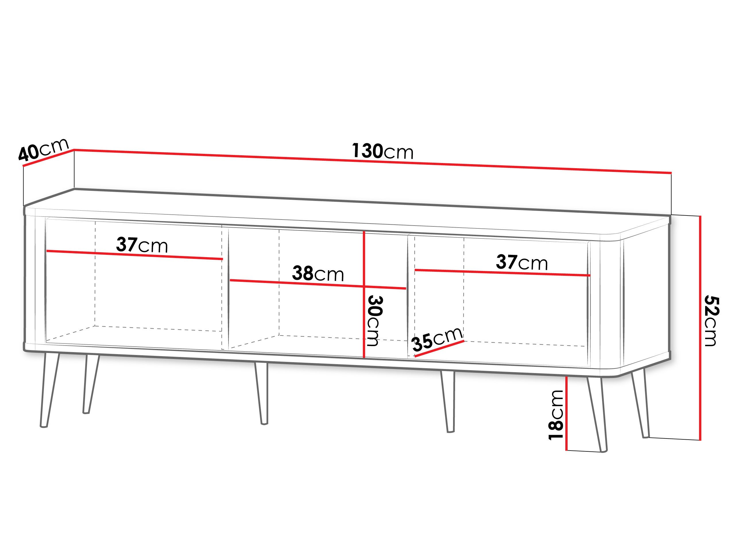 MIRJAN24 TV-Schrank Marly 3K RE14 (mit drei Klappen) 130x40x52 cm, gedämpftem Schließsystem