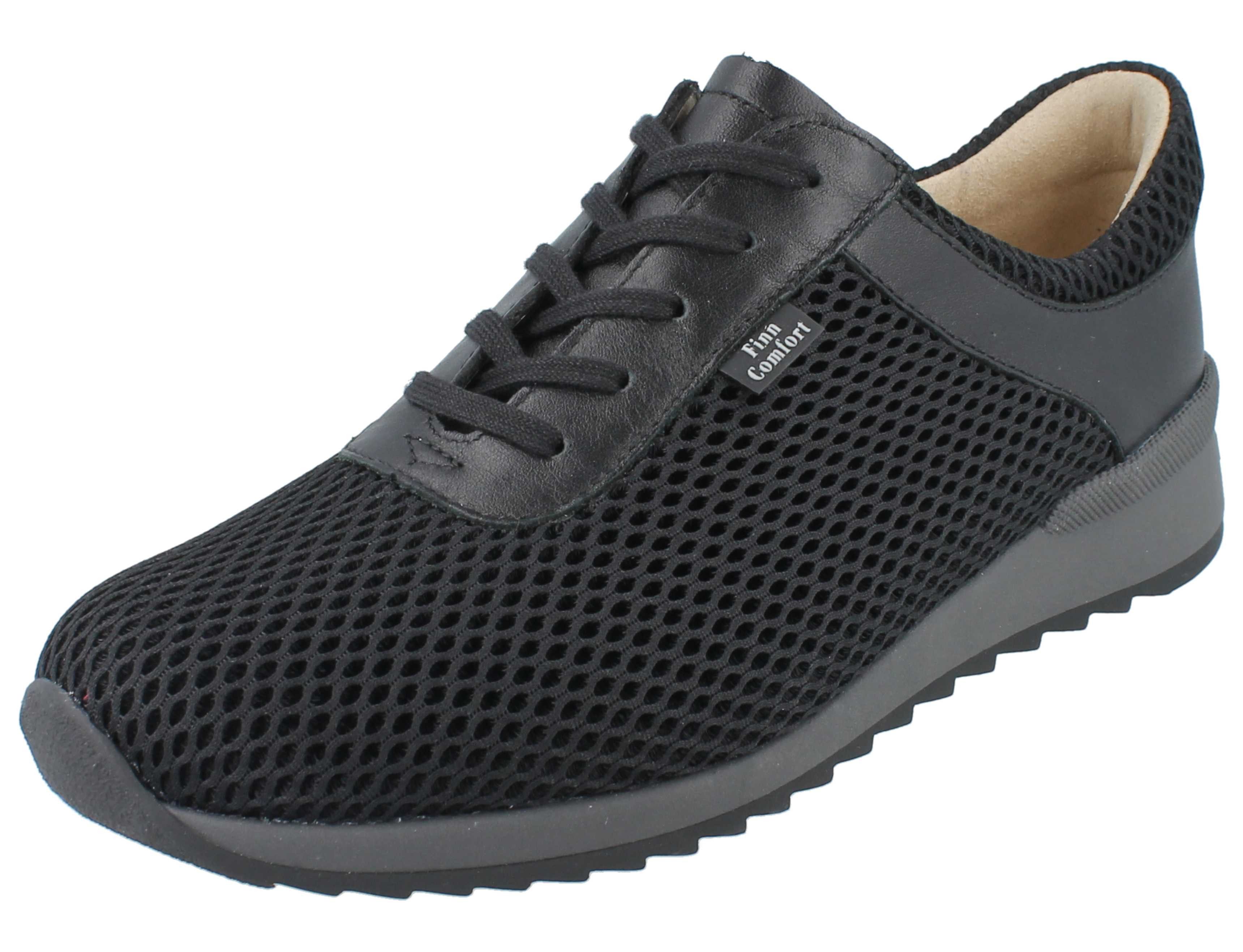 Finn Comfort FINN COMFORT Cerritos Damen Schnürschuhe schwarz grau Mesh Nubukleder Schnürschuh