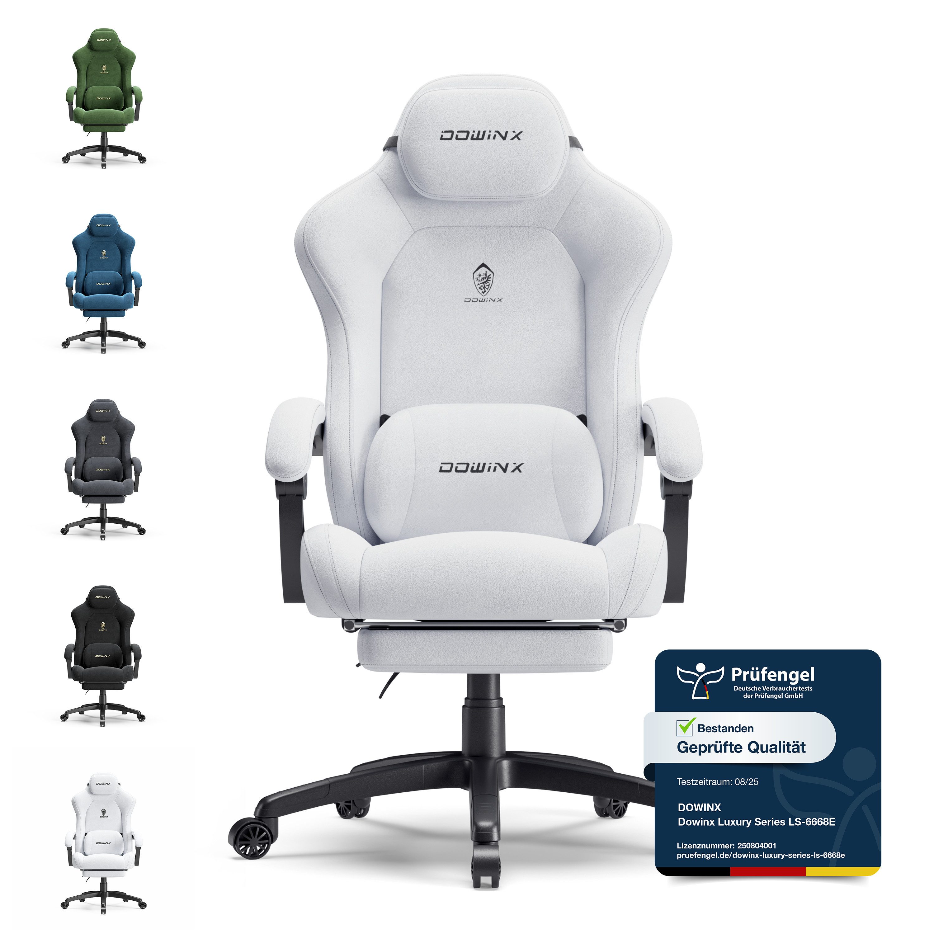 Dowinx Gaming-Stuhl Atmungsaktiver und Ergonomischer Bürostuhl aus Mikrofaser-Velours (Packung), Weiches Sitzgefühl, Verstellbarer Schreibtischstuhl mit Fußstütze