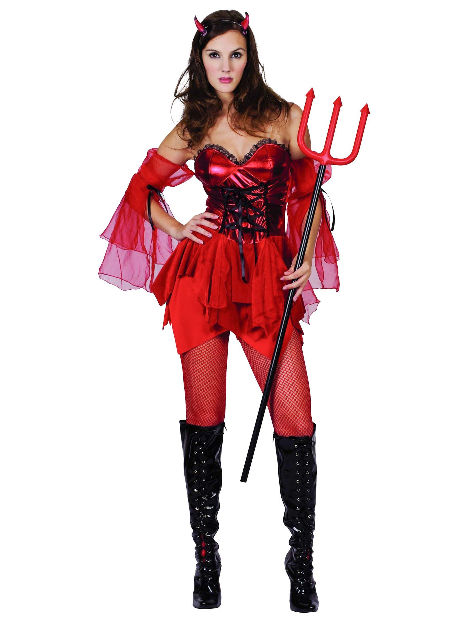 JADEO Monster-Kostüm Aufreizende Teufelin Halloween-Damenkostüm rot-schwarz