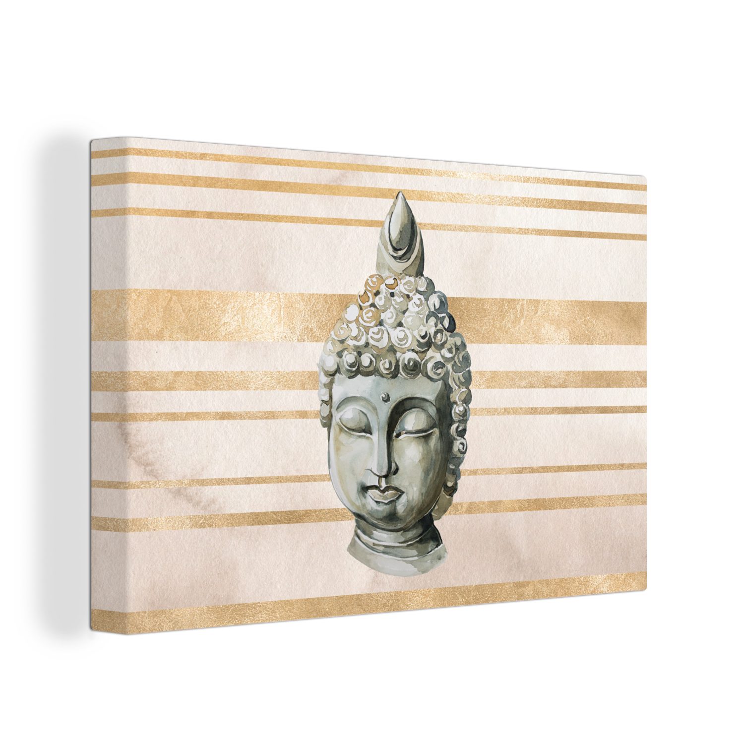 OneMillionCanvasses® Leinwandbild Buddha - Kopf - Weiß, (1 St), Wandbild Leinwandbilder, Aufhängefertig, Wanddeko, 30x20 cm
