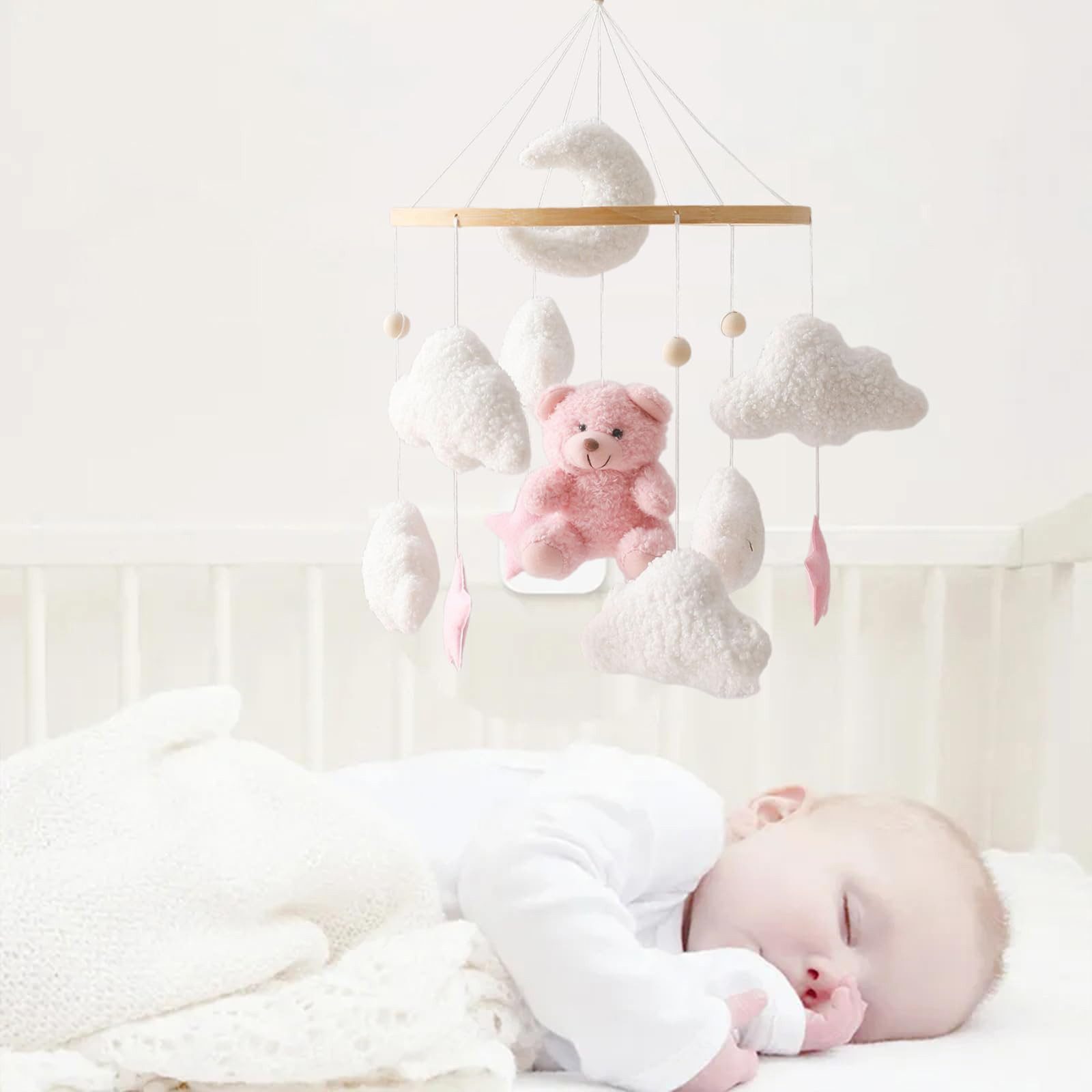 CLTYQ Mobile Baby,Windspiele Babybett Mobile 3D Bär, Kinderzimmer Hängende Bettglocke, Neugeborenen Geschenk für Baby