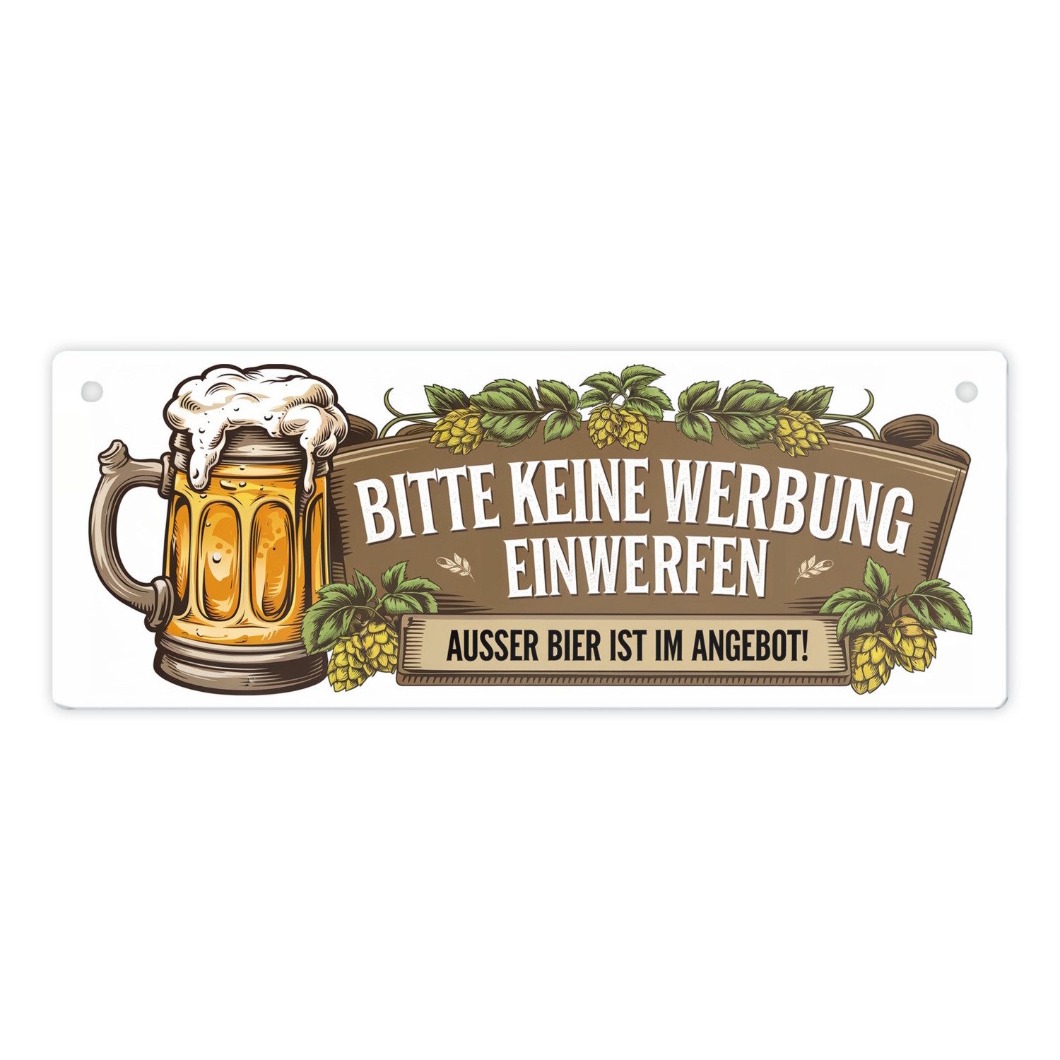 Metallschild Bitte keine Werbung einwerfen Metallschild für Biertrinker