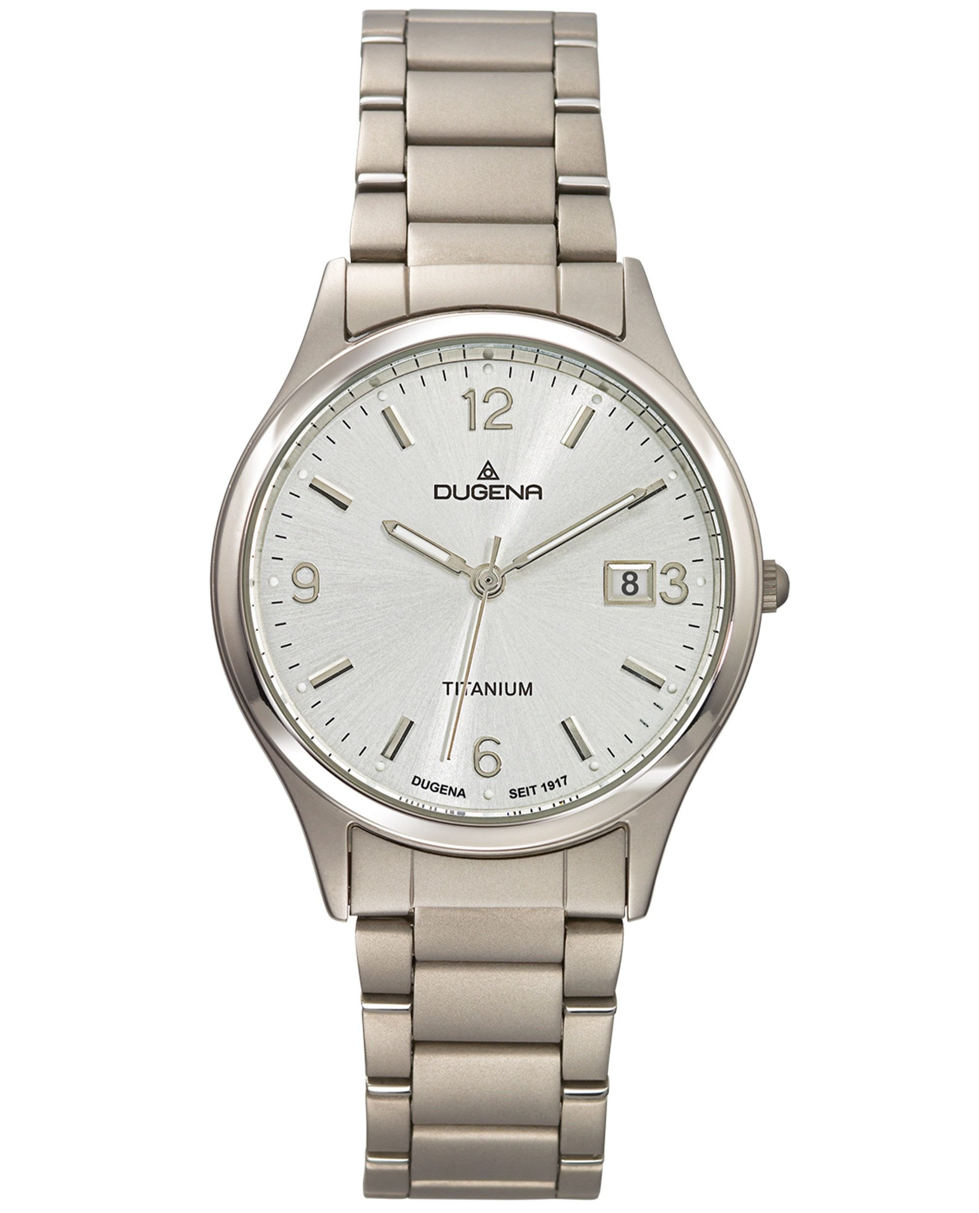 Dugena Titanuhr Dugena Herren-Uhr Semper Silber Analog Quarz Titan-Armband 4460329
