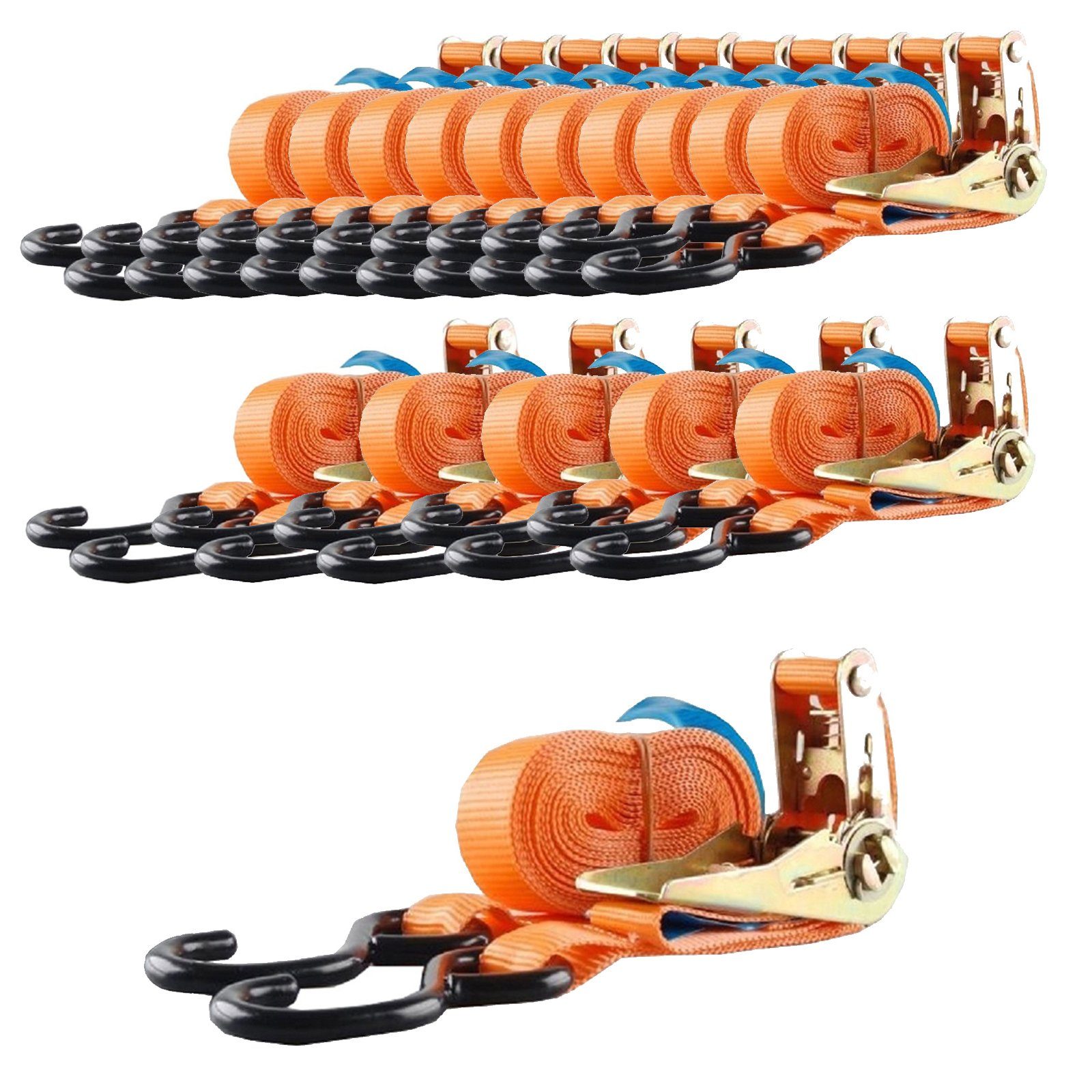 Ratschen (Set) 5m Zurrgurt 800kg 0,8to 2tlg Spanngurt Spanngurt TRUTZHOLM 15x ORANGE 0,8t