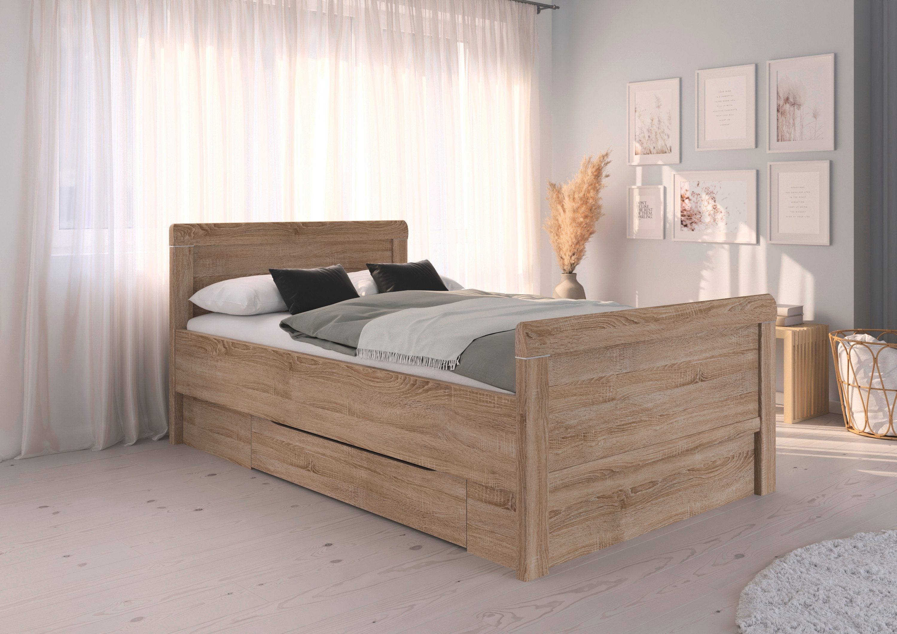 rauch Stauraumbett Bett Einzelbett Stollenbett Bettkästen EVELYN, in Komforthöhe mit Holzkopfteil sowie Schubladen MADE IN GERMANY – Bild 2 von 5