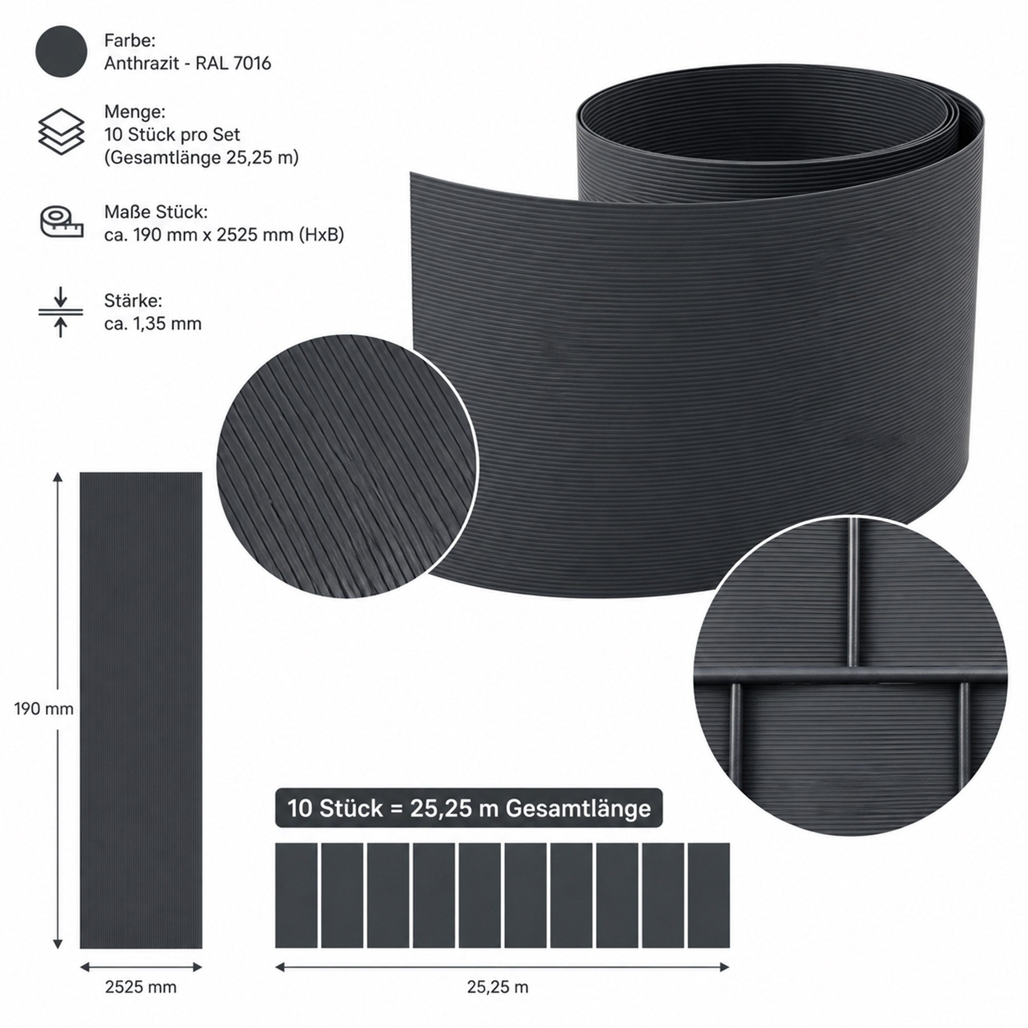 Mucola Sichtschutzstreifen Sichtschutz 10X PVC Sichtschutzstreifen Zaunfolie Windschutz Garten, (10er Set, Sichtschutzstreifen), Hart PVC