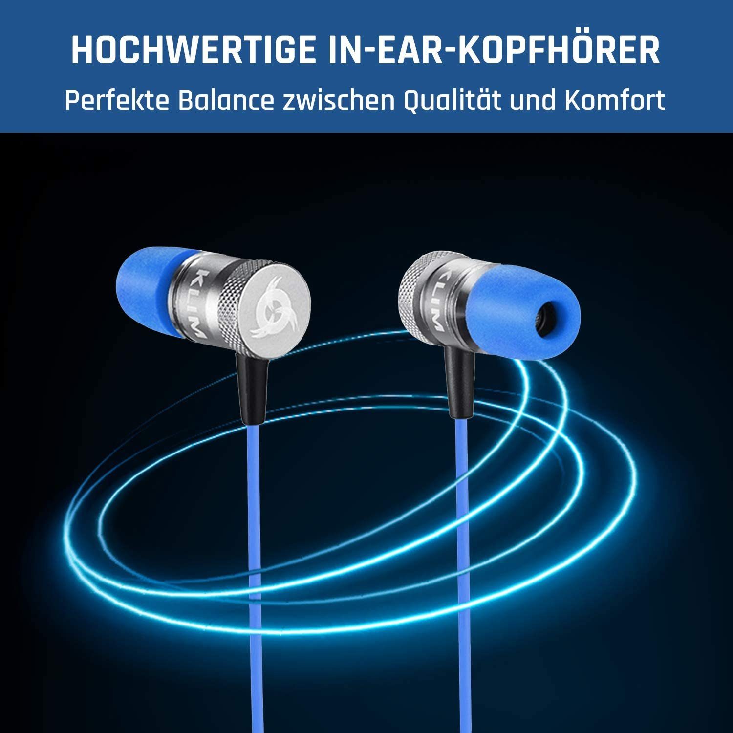 Klinkenanschluss, KLIM In-Ear-Kopfhörer Memory Fusion Blau (3,5mm Foam Stöpsel)