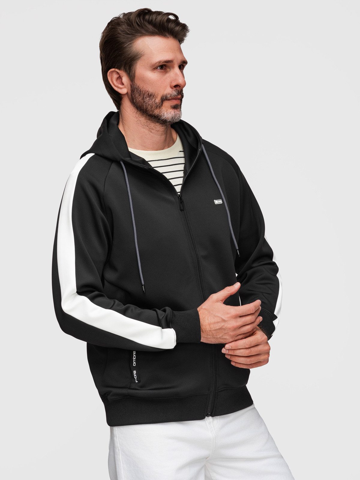 Sweatshirt Herren Sweatshirt mit Reißverschluss und Kapuze Schwarz XL