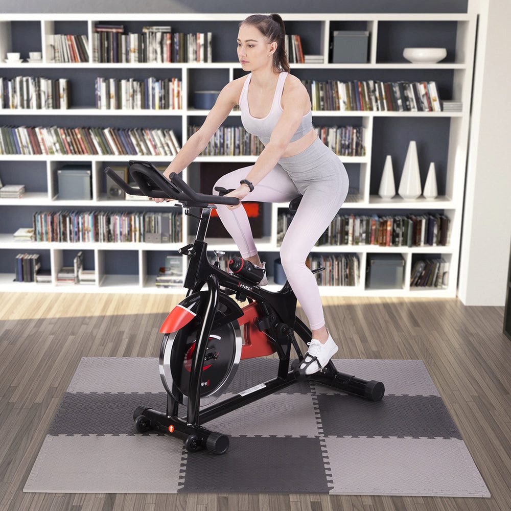 HMS Premium Fitnessmatte Puzzlematte Schutzmatte für Fitnessgerät (Spar-Set, 1-St., Unterlegmatte), 12 mm dick, rutschfest, leicht zu reinigen und langlebig