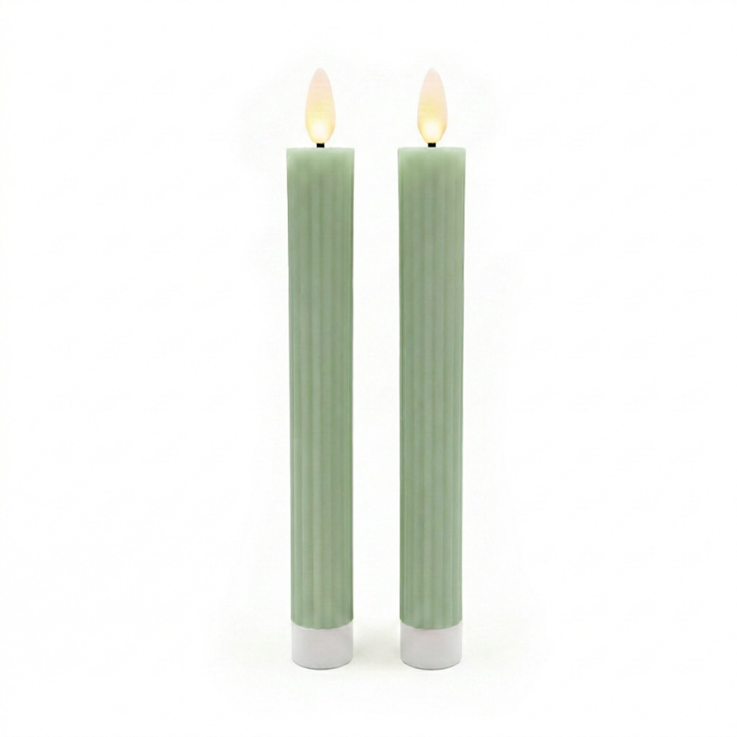 relaxdays LED-Kerze LED Stabkerzen 2er Set, Salbei