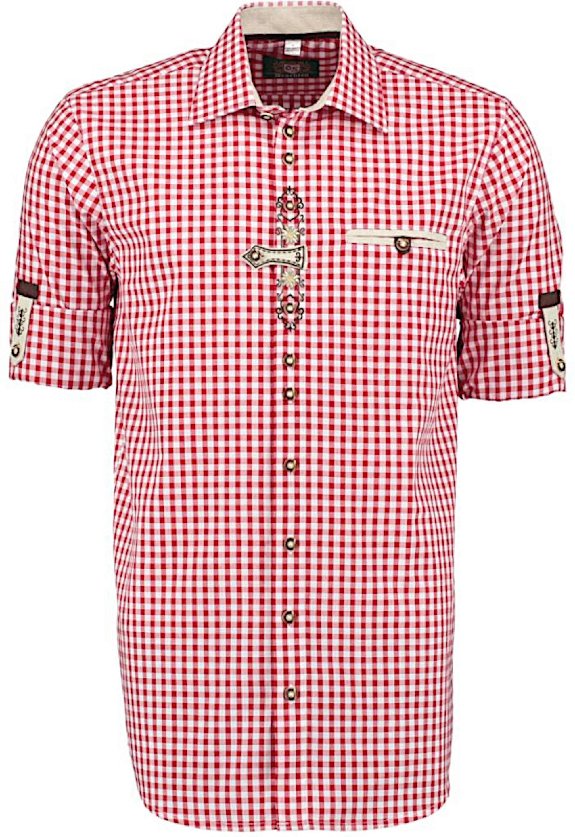 OS Trachten Trachtenhemd TH-0251 Stickerei Krempelarm Kentkragen, Regular F günstig online kaufen