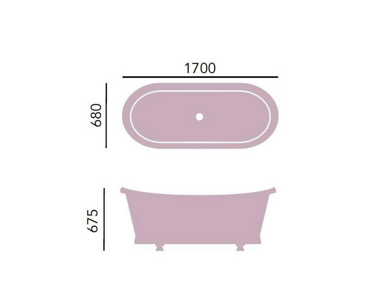 Thumbnail - Casa Padrino Badewanne Luxus Gusseisen Badewanne Hellblau / Weiß 170 x 68 x H. 67.5 cm - Gebogene freistehende Badewanne...
