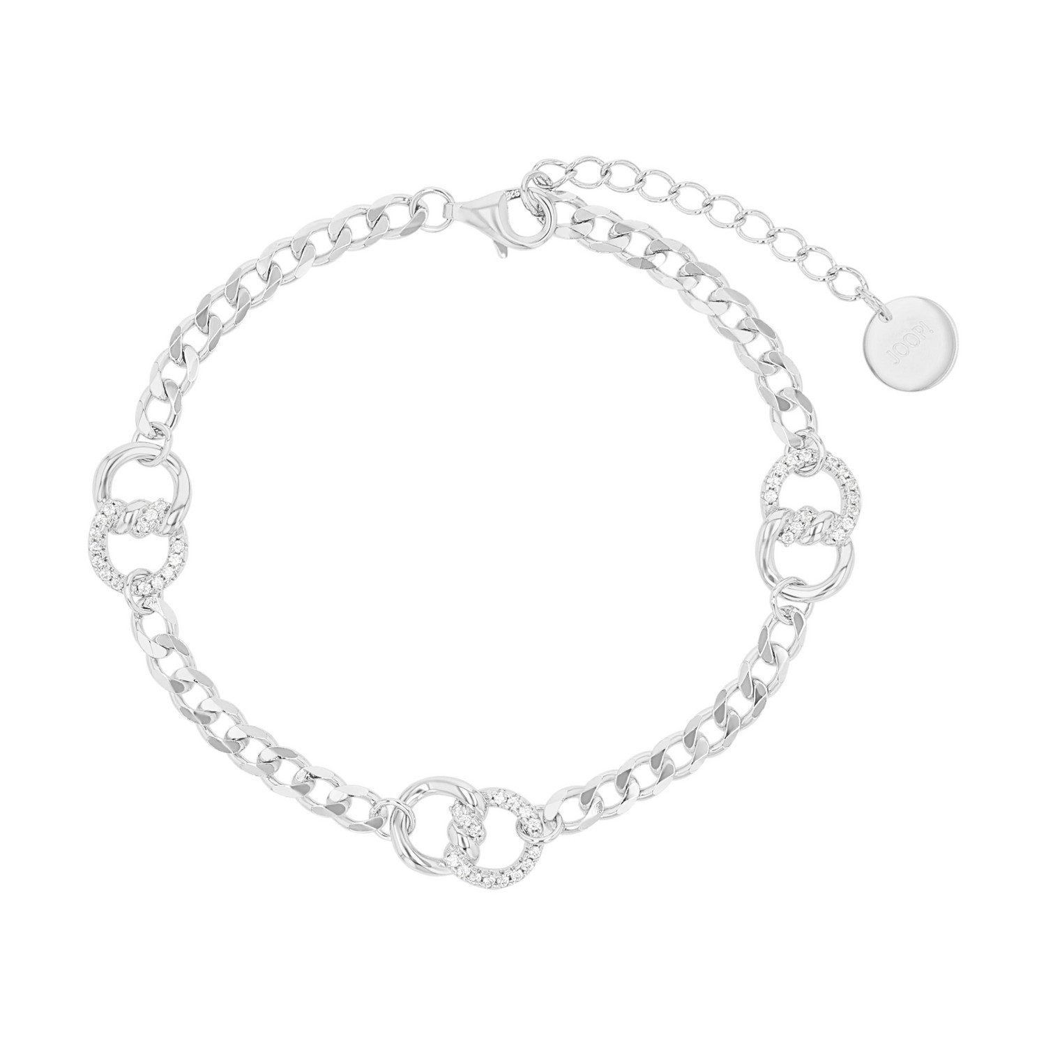 JOOP! Silberarmband Panzerkettengliederung, mit Zirkonia (synth)