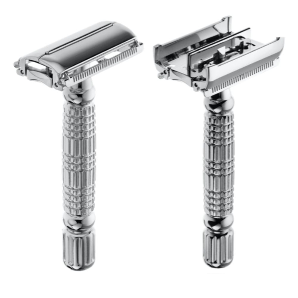 Störtebekker Rasierset - Rasierhobel 'Hamburg' (Silber) - Rasierset Herren, mit Rasierpinsel, Rasierschale, Rasierseife, Alaunstein und 10 Klingen