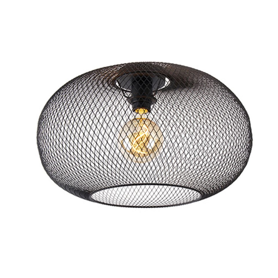 Qazqa Deckenleuchte Mesh_ball, ohne Leuchtmittel, E27, Schwarz, Modern, Stahl, 1-flammig