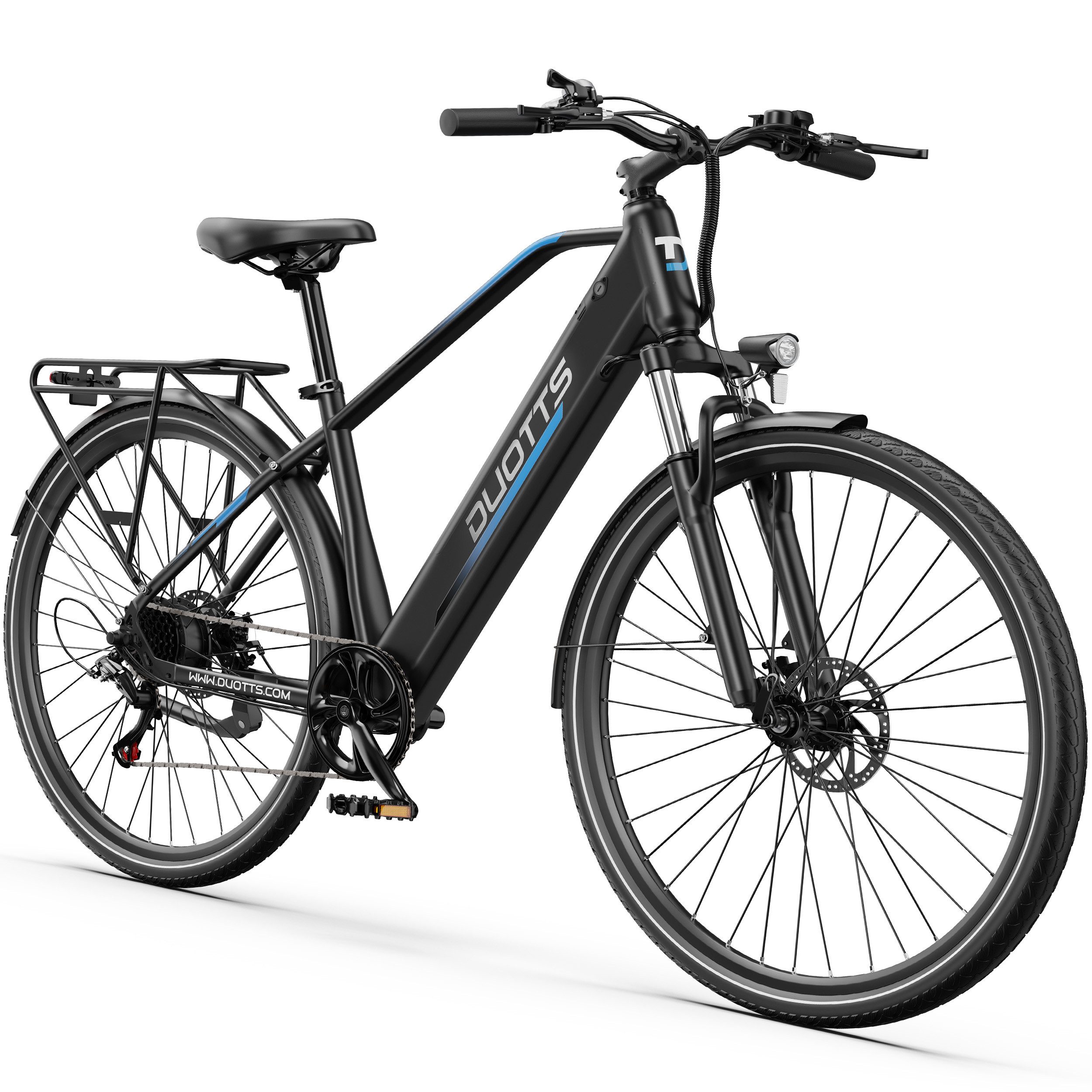 DUOTTS E-Bike Cityrad Herren Damen E-Citybike 90km 28 Zoll 250W 468Wh Scheibenbremse, Heckmotor, 468 Wh, 7 Gang, 468Wh Akku, Elektrofahrrad mit Gepäckträger