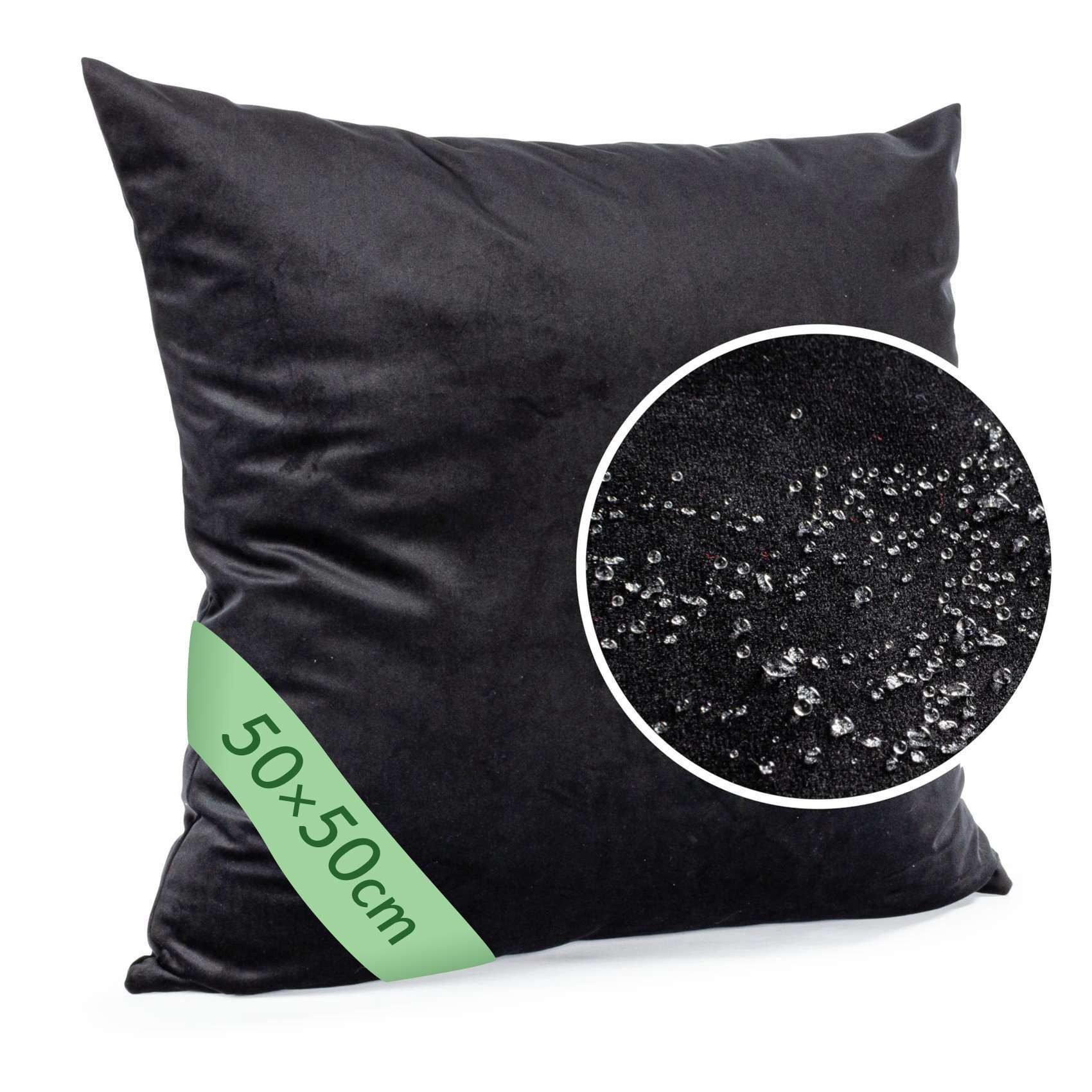 ANRO Dekokissen Kissenhülle MIT oder OHNE Füllung Kissenbezug Zierkissen, Kissenüberzug ohne Füllung Samt Uni 50x50cm Einfarbig Schwarz