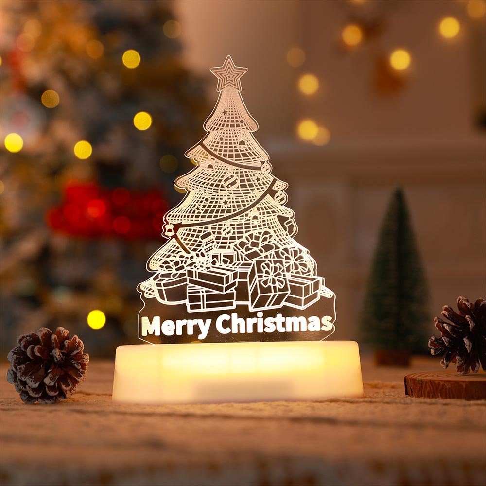 MUPOO LED Dekolicht LED Nachtlicht Weihnachten,Deko-Objekte USB plug-in/3A Batterie,Acryl, Weihnachtsbaum, LED Nachttischlampe Thanksgiving-Nachtlicht,Warmes Weiß, 3D,Kinder