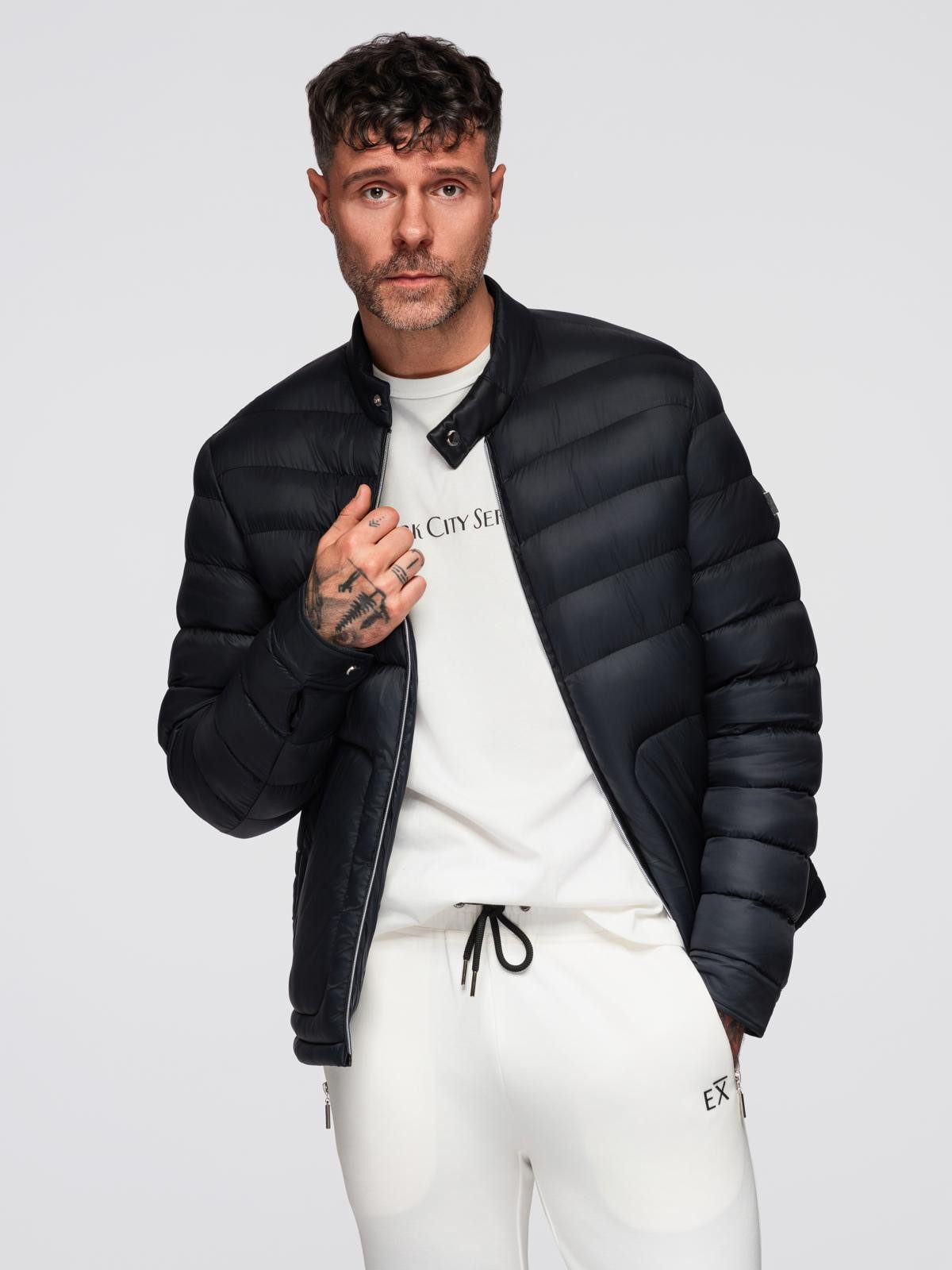 OMBRE Winterjacke Klassische gesteppte Herrenjacke mit Stehkragen günstig online kaufen